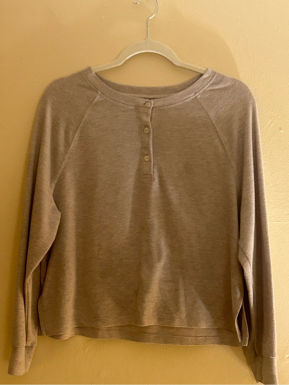 Victoria's Secret Long Sleeve Henley Top in Taupe